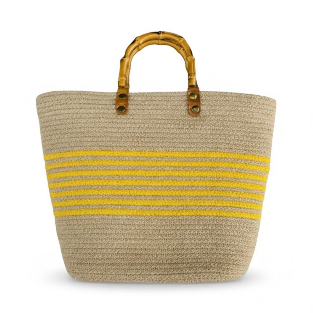Designer Handbag with Bamboo Handle - Eco-Friendly Style
